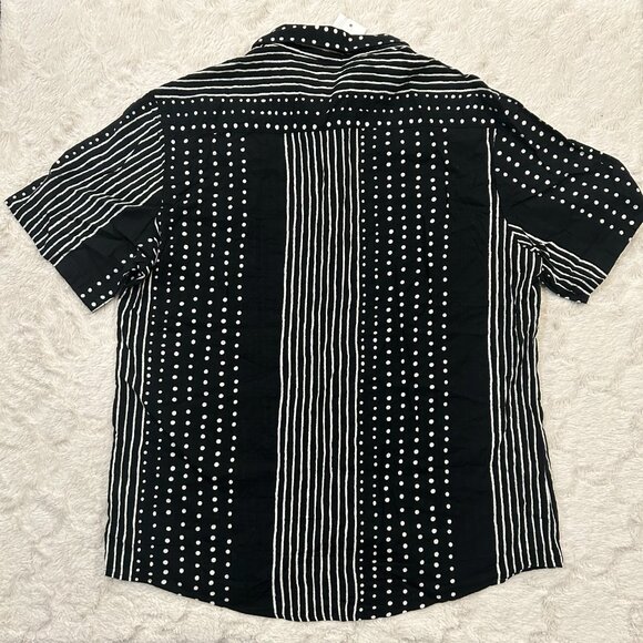 NWT Vatpave - Cotton Blend Stripes & Dots Casual Short Sleeved Button Down Shirt - Picture 2 of 8